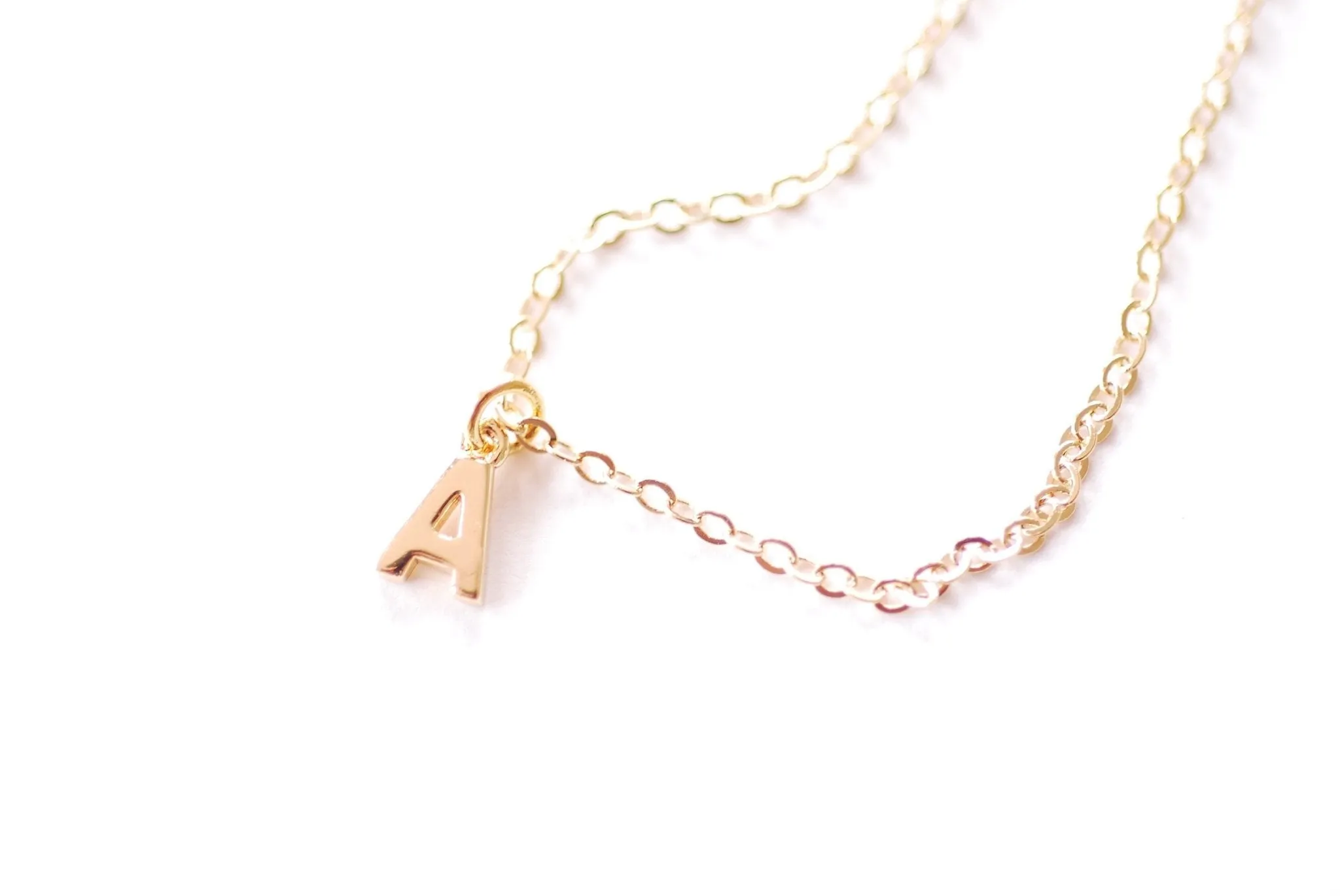 Finished A-Z Letter Charm Necklace | 18K Gold Plated over Brass | Upper Case Letters Alphabet Bulk Cable Chain Necklaces Wholesale B306