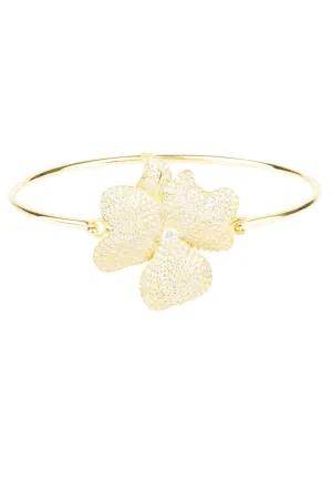 Flower Large Statement Cuff Bracelet Gold