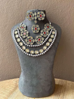 Flower Shaped Multilayered Kundan Necklace