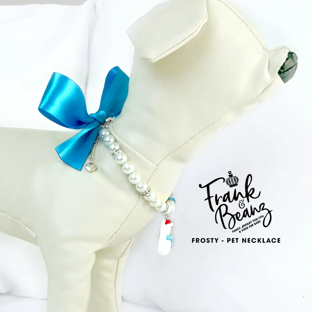 Frosty Winter Pearl Dog Necklace Christmas Cat Necklace Luxury Holiday Pet Jewelry