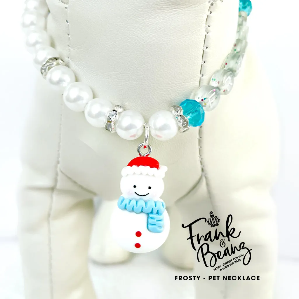 Frosty Winter Pearl Dog Necklace Christmas Cat Necklace Luxury Holiday Pet Jewelry