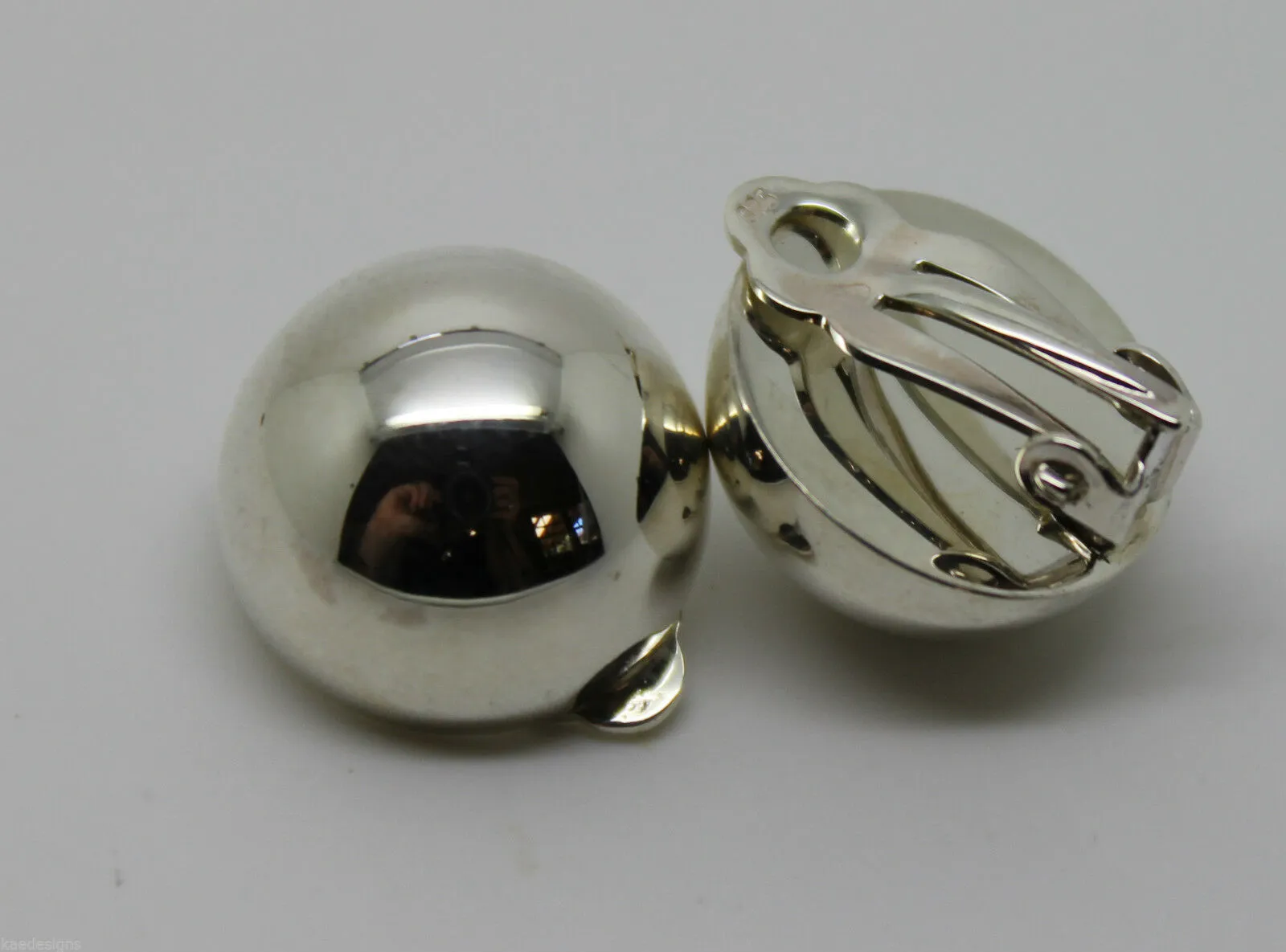 Genuine New Sterling Silver 925 Half 14mm Ball Round Earrings Clip-ons