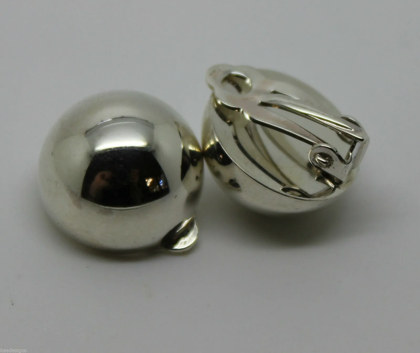 Genuine New Sterling Silver 925 Half 14mm Ball Round Earrings Clip-ons