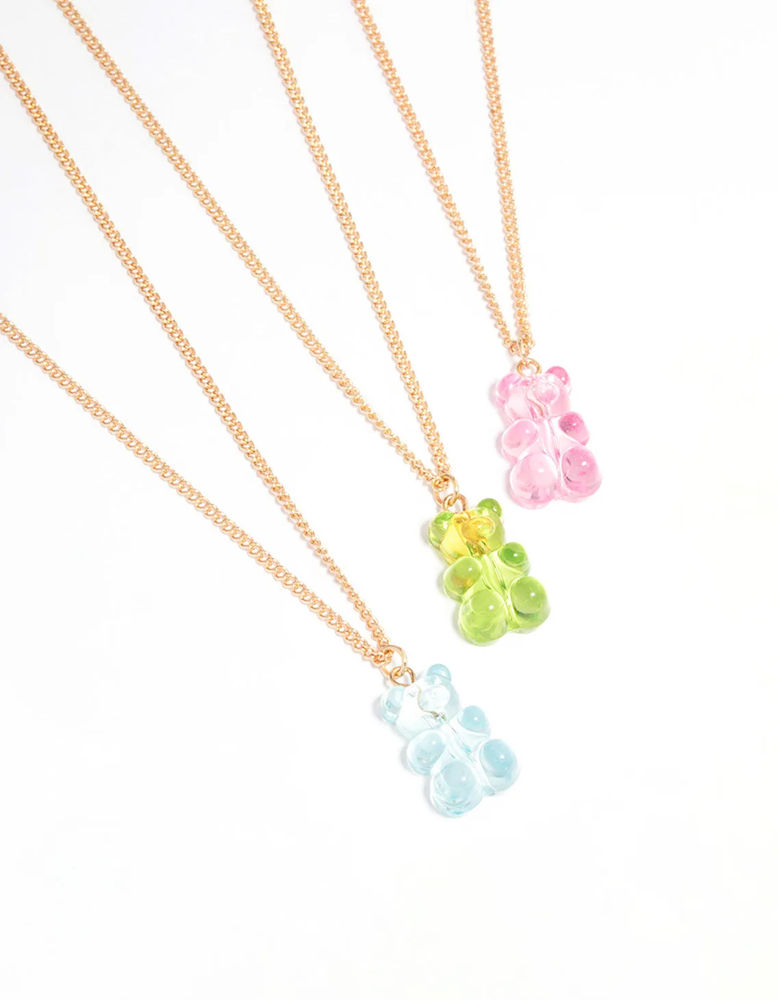 Gold Acrylic Gummy Bear Necklace 3-Pack