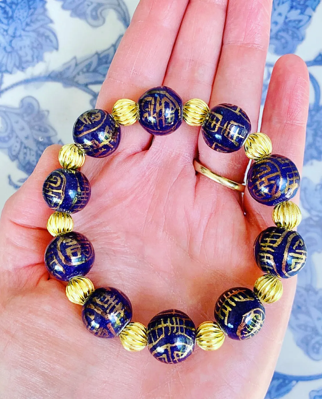 Gold & Purple Chinoiserie Bracelet