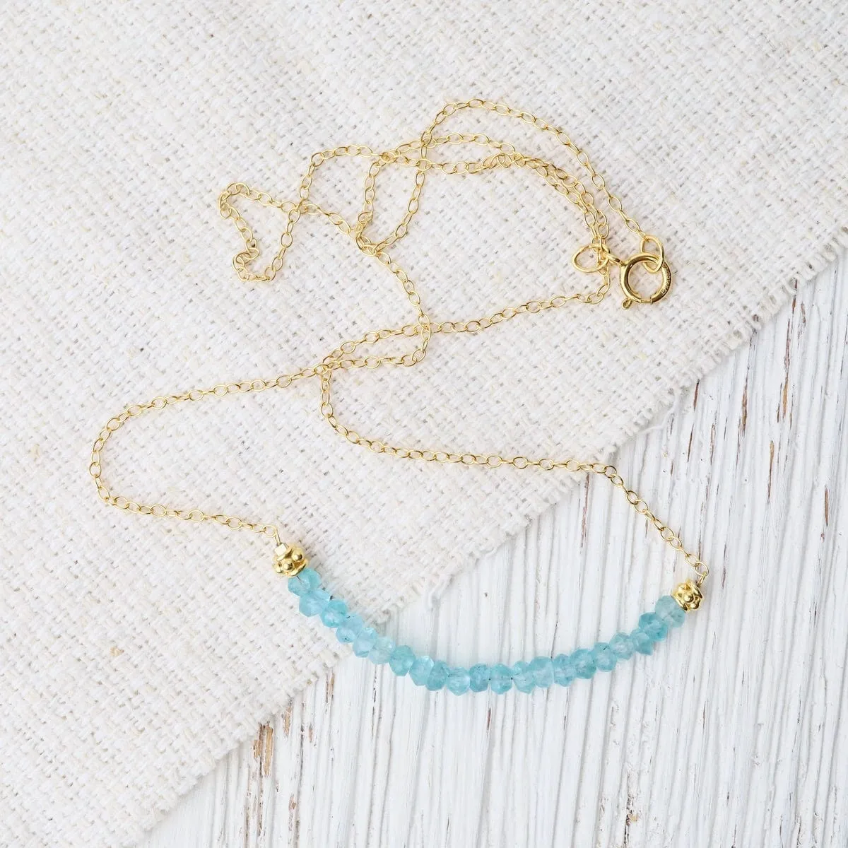 Gold Filled Chain with Gemstone Arc - Blue Chalcedony