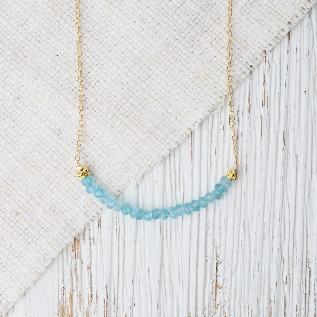 Gold Filled Chain with Gemstone Arc - Blue Chalcedony