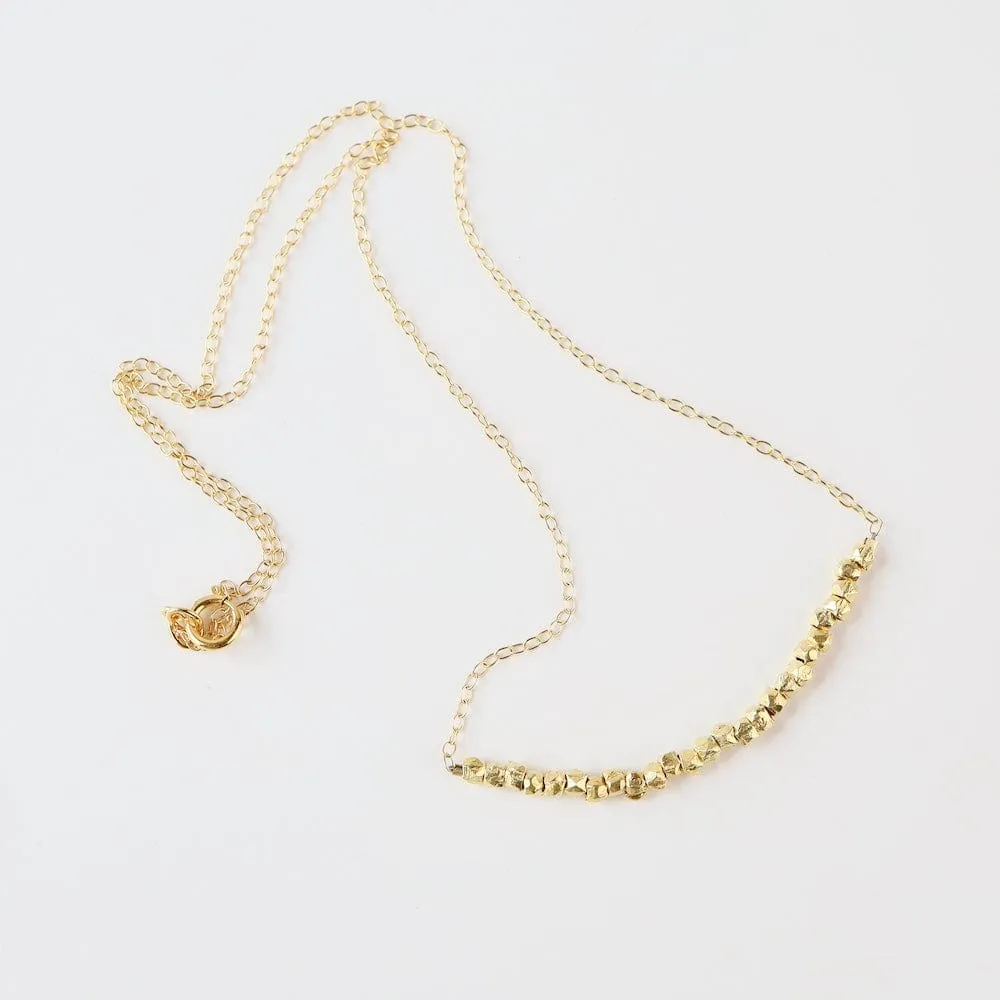 Gold Filled Chain with Gold Nuggets Gemstone Arc Necklace