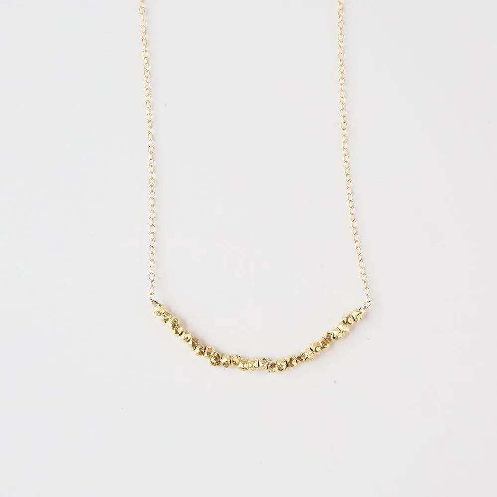 Gold Filled Chain with Gold Nuggets Gemstone Arc Necklace