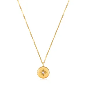 Gold Mother of Pearl Sun Pendant Necklace