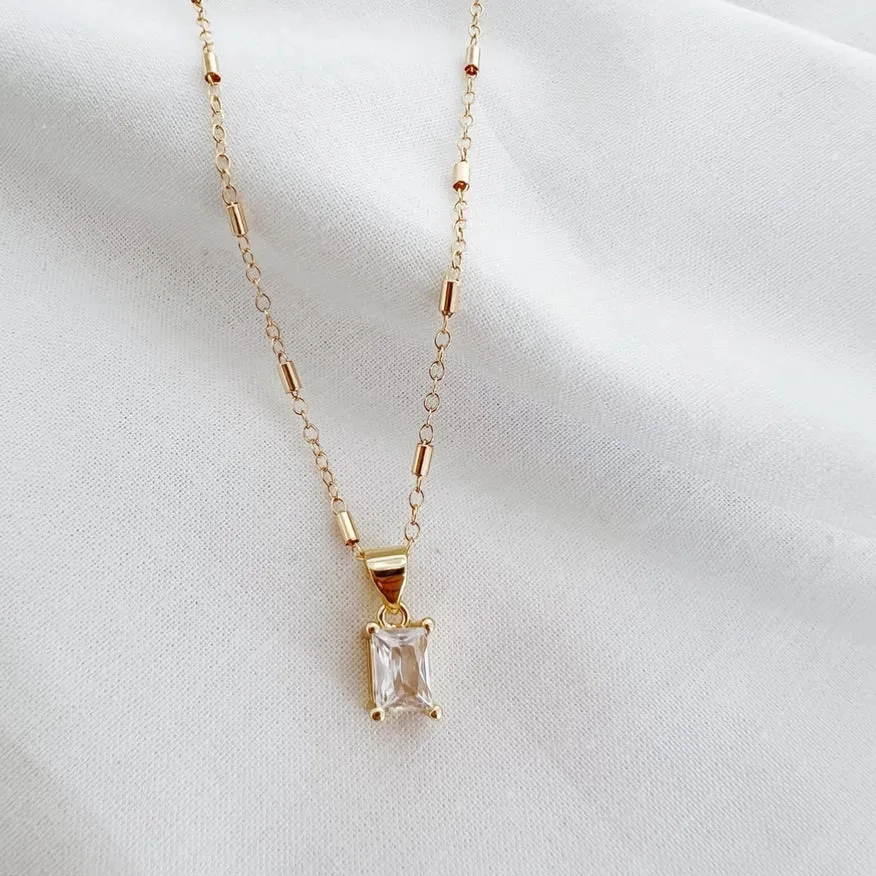 GOLDIE CLEAR CZ PENDANT NECKLACE | GOLD FILLED