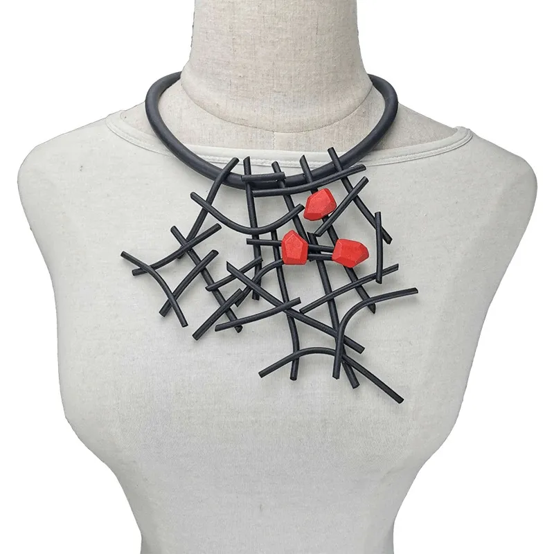 Gothic Handmade Rubber Wooden Necklace / Designer Luxury Necklaces for Women