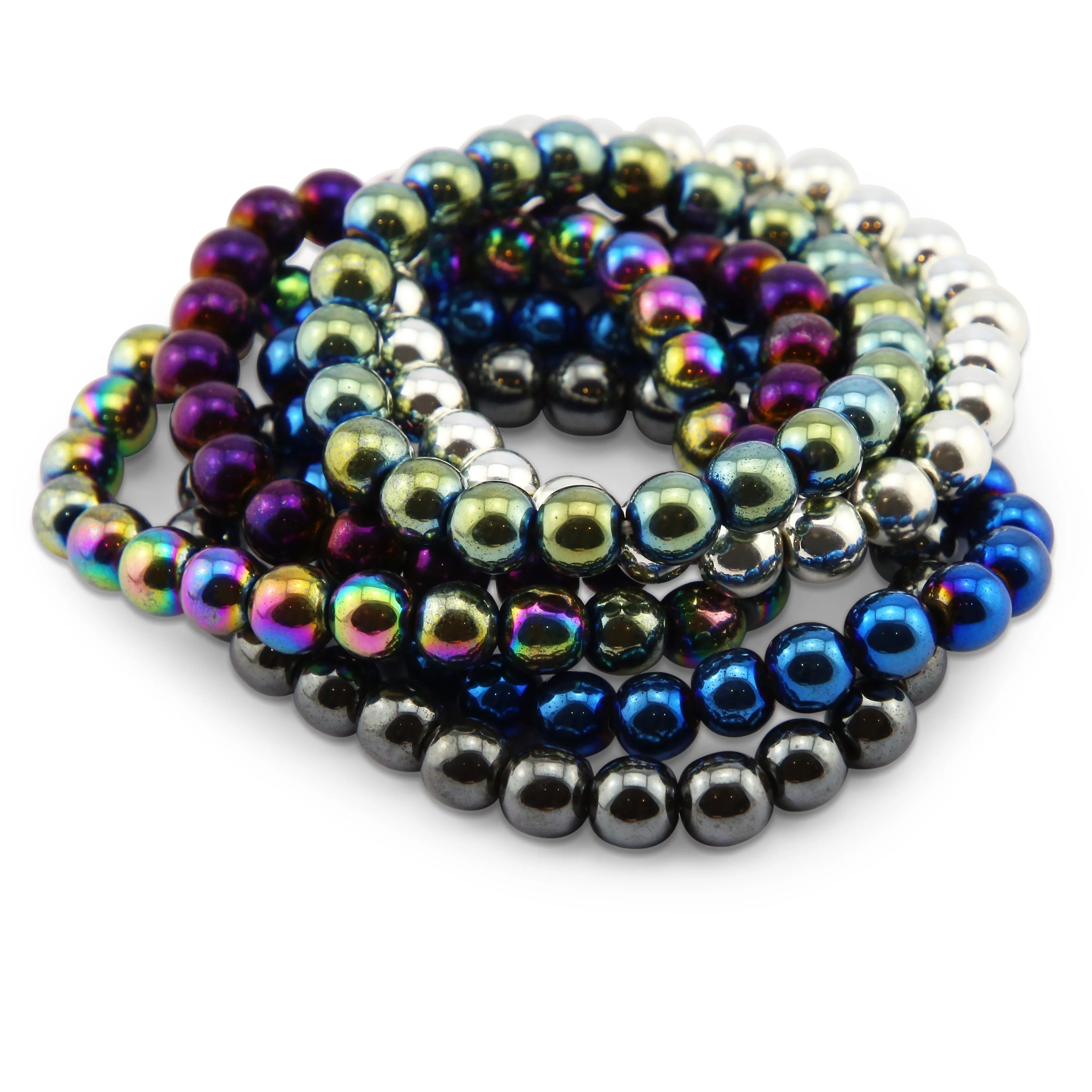 Hematite Metallic Stacker Bracelets - 8mm Beads