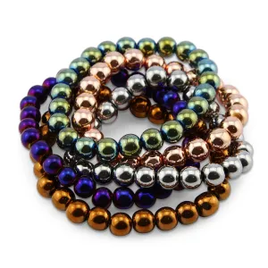 Hematite Metallic Stacker Bracelets - 8mm Beads