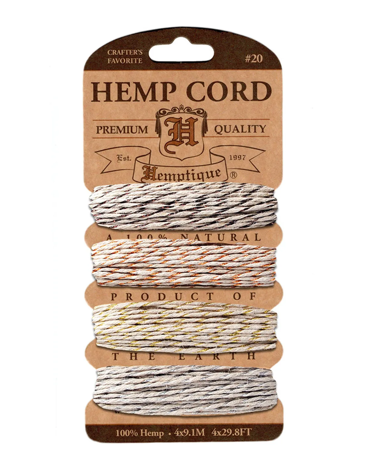 Hemptique #20 Metallic Hemp Cord Card Set