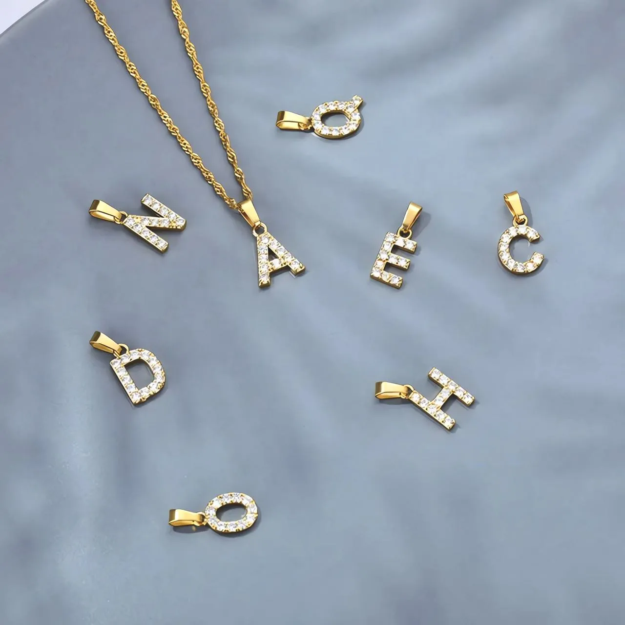 Icy Initial Letter A to Z Charm Pendant