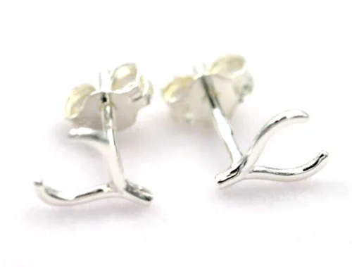 Kaedesigns New Sterling Silver Small Size Wishbone Stud Earrings