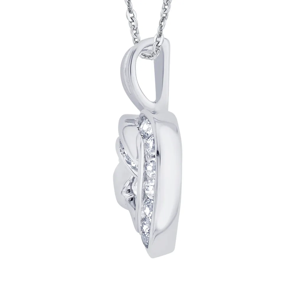 KATARINA Channel Set Diamond Heart Pendant Necklace (1/4 cttw)