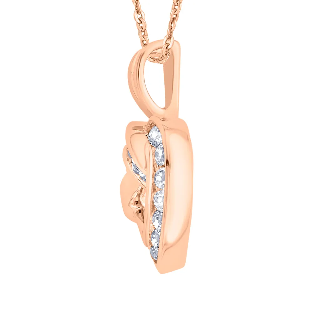 KATARINA Channel Set Diamond Heart Pendant Necklace (1/4 cttw)