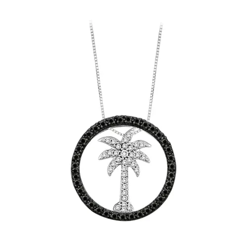 KATARINA Diamond "Palm Tree in Circle" Pendant Necklace (3/8 cttw GH, I2-I3)