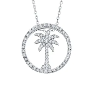 KATARINA Diamond "Palm Tree in Circle" Pendant Necklace (3/8 cttw GH, I2-I3)