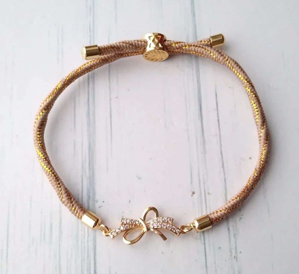 Kelly Jeweled Ribbon Corded Slider Bracelet