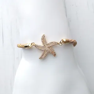 Kelly Jeweled Starfish Metallic Corded Slider Bracelet