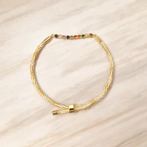 Kelly Multicolor Tennis Style Metallic Corded Slider Bracelet