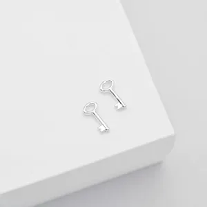 Key Stud Earrings - Silver