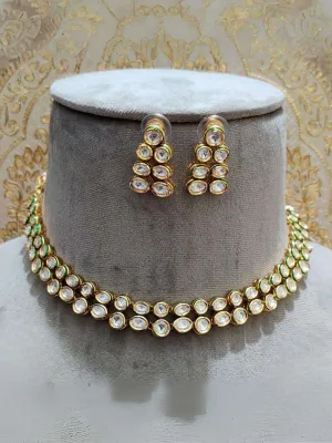 Kundan Double Layered Necklace With Earrings