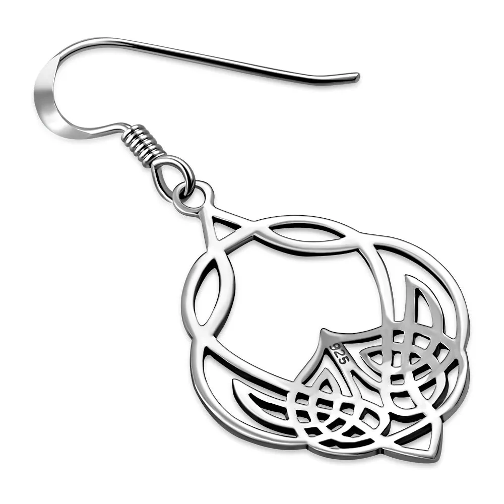 Large Celtic Knot Plain Silver Earrings