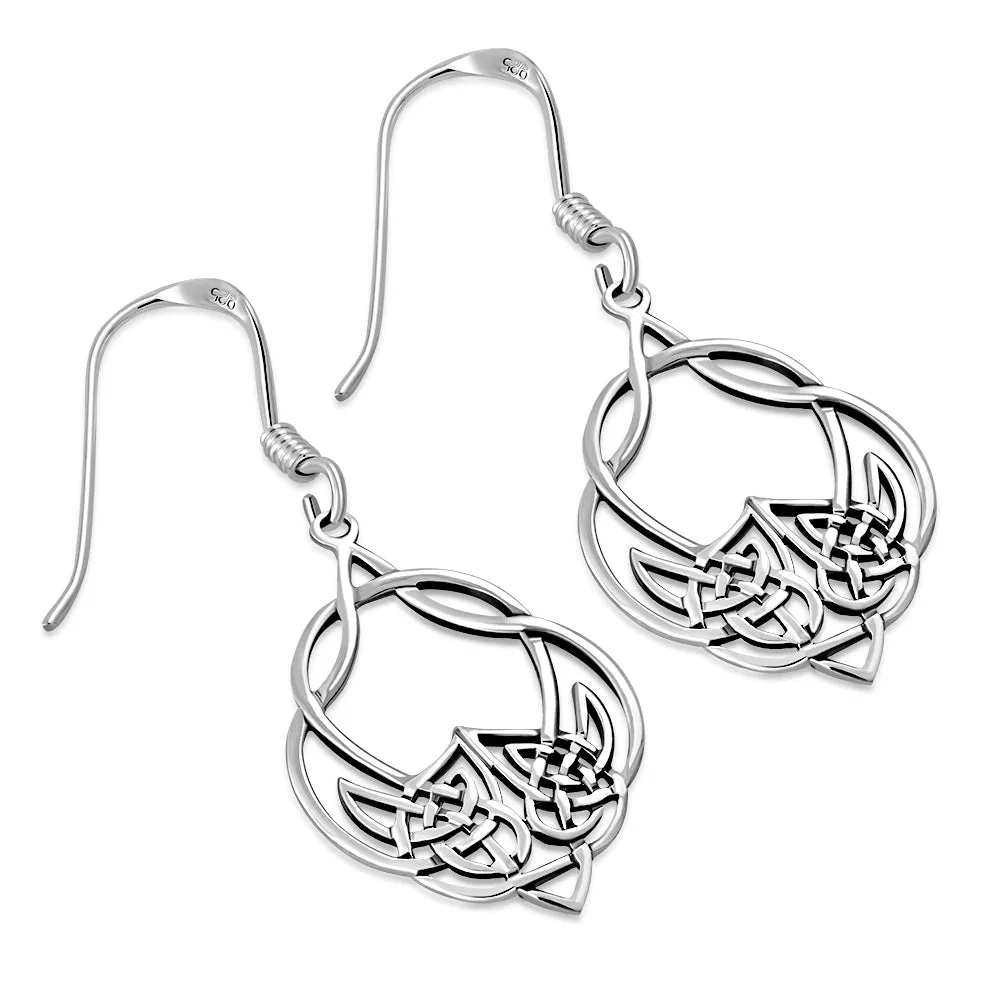 Large Celtic Knot Plain Silver Earrings