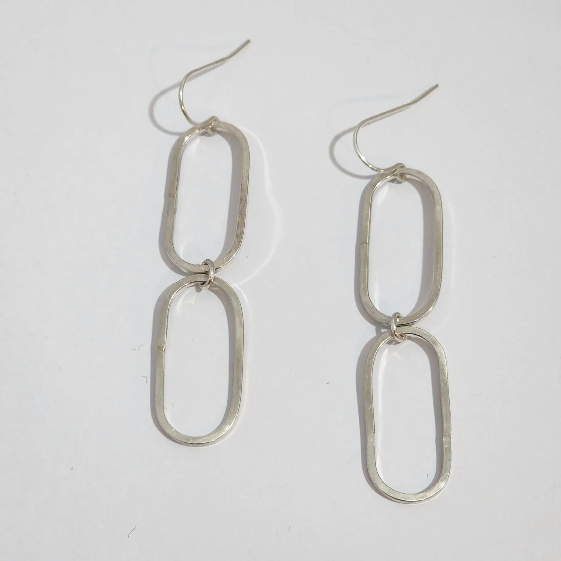 Large Double Link Earrings in Sterling Silver