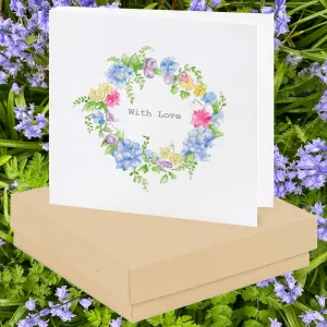 Love Wreath Hydrangea Sterling Silver Stud Earrings on Boxed Card