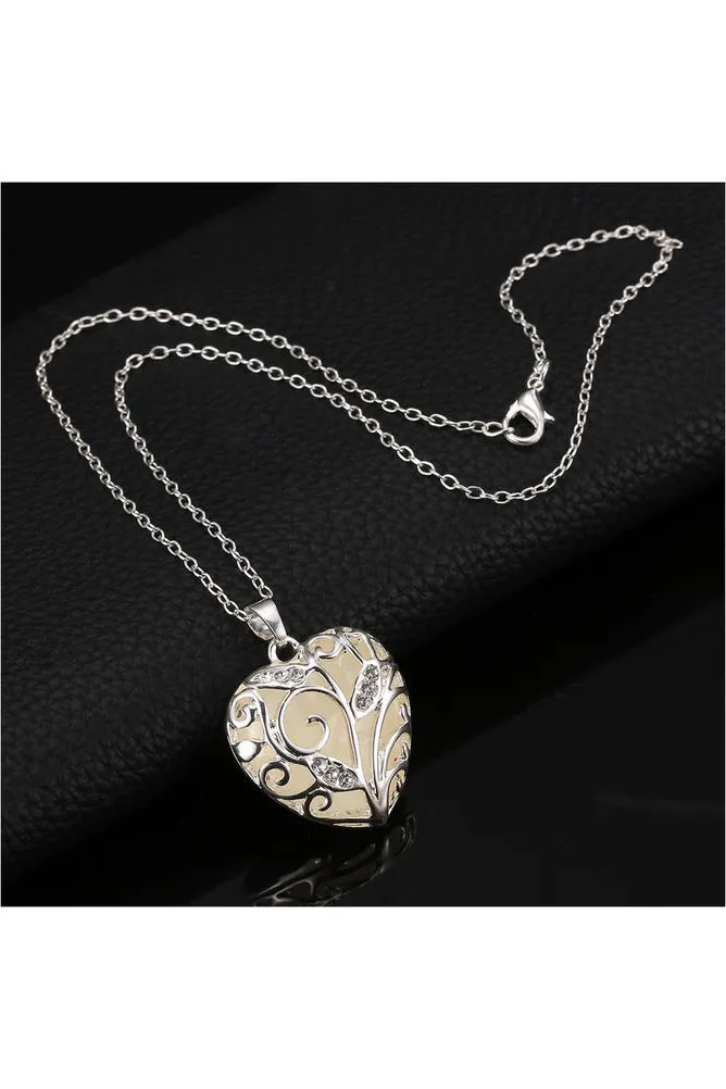 Magic Medallion Cage Teardrop Oil Glitter Diffuser Necklace In The Dark A