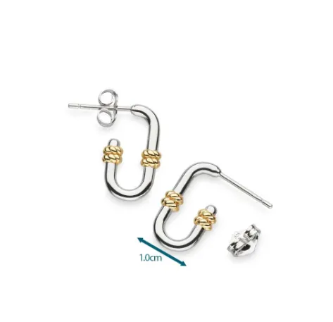 Marina Rope Bar Link Golden Stud Hoop Earrings