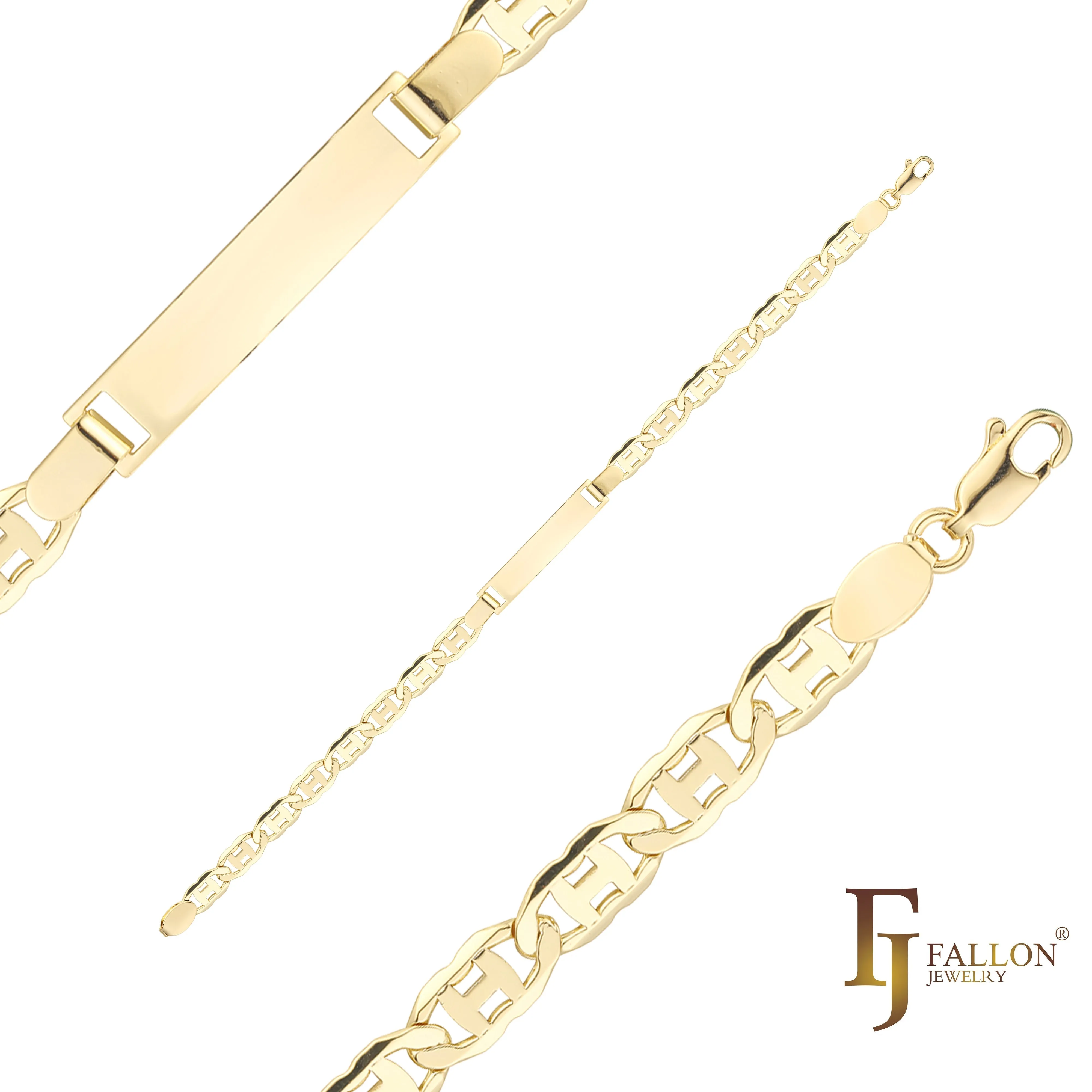 Mariner H link Men's ID bracelets plated in 14K Gold colors