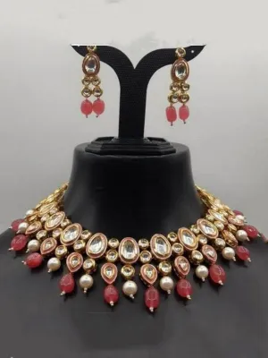 Meena Kundan Peach Set