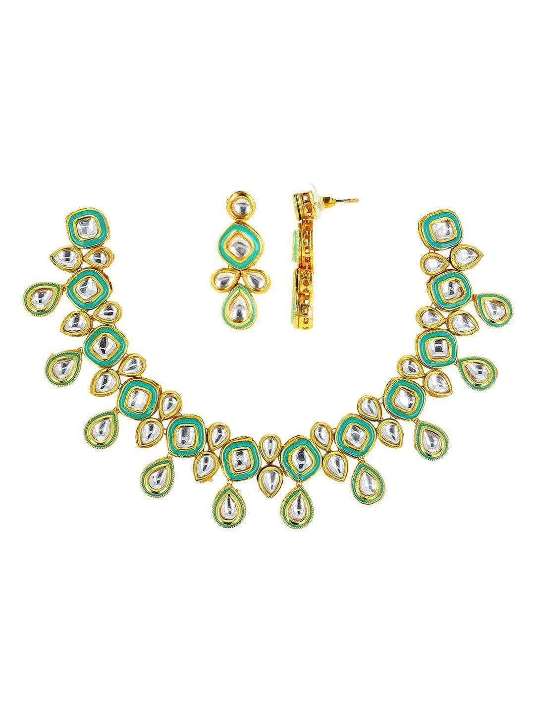 Meenakari Necklace Set Light Blue