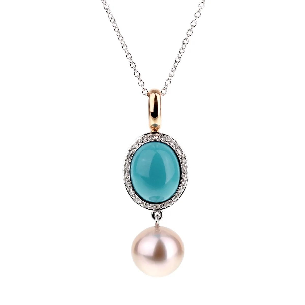 Mimi Milano Turquoise Pearl Diamond Necklace