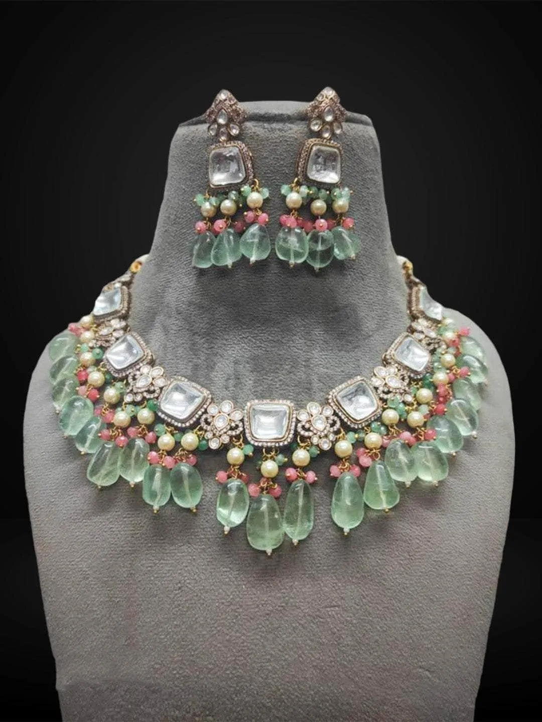 Mint Green Ethnic Choker Necklace Set