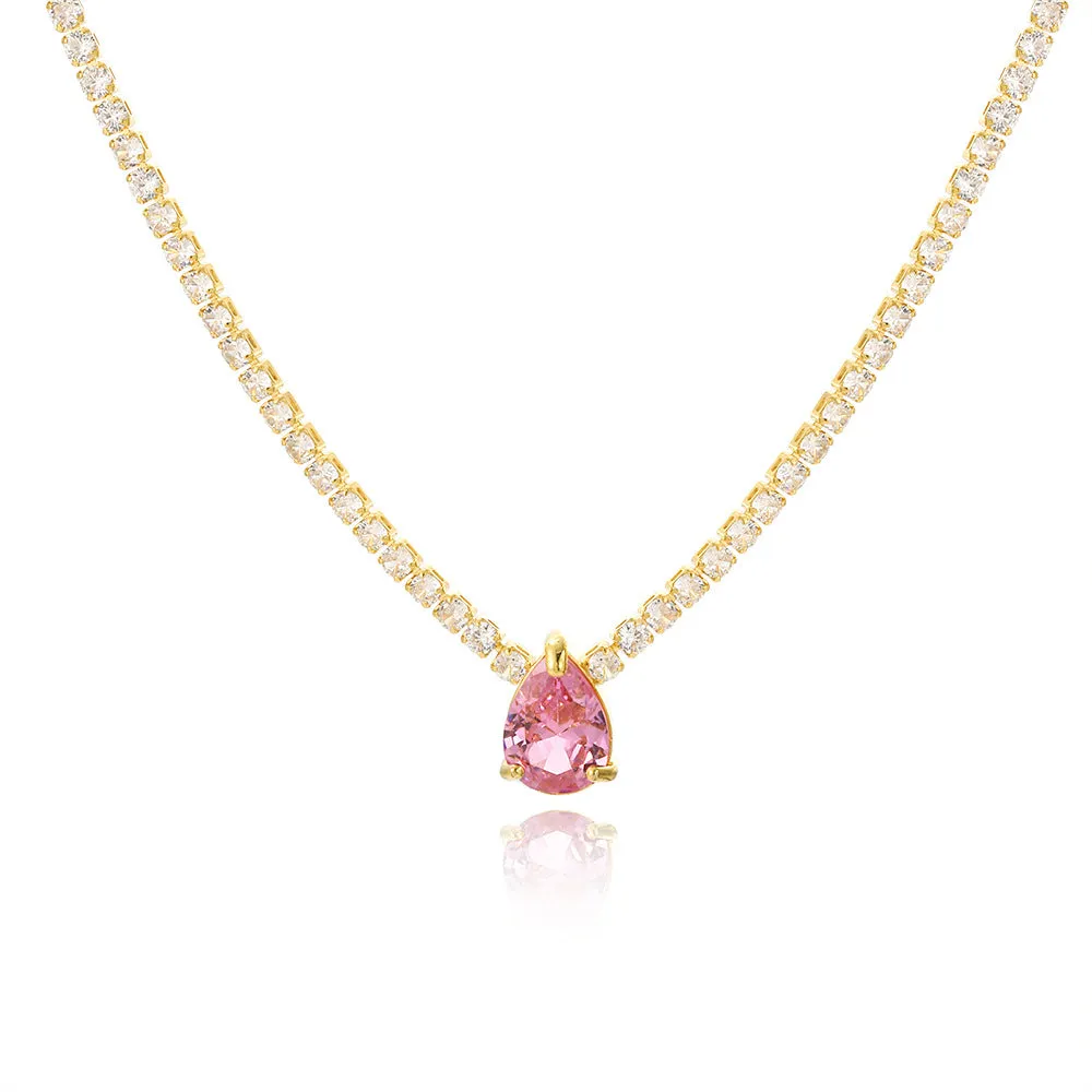 Moderate Luxury Heart Droplet Droplet Zircon Electroplating Necklaces