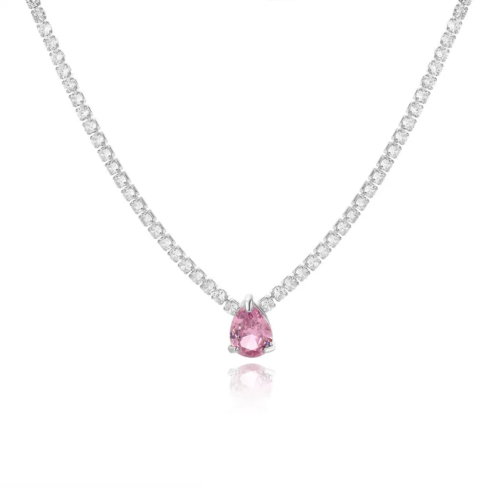 Moderate Luxury Heart Droplet Droplet Zircon Electroplating Necklaces