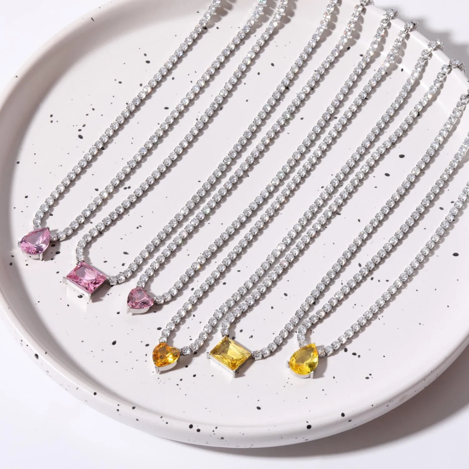 Moderate Luxury Heart Droplet Droplet Zircon Electroplating Necklaces