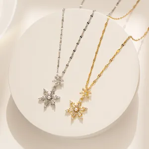 Moderate Luxury Hexagon Geometric Titanium Steel 18K Gold Plated Necklaces