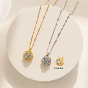 Moderate Luxury Star Geometric Titanium Steel 18K Gold Plated Necklaces