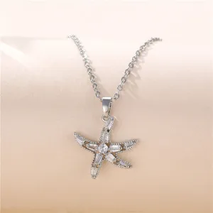 Moderate Luxury Star Geometric Titanium Steel Diamond Inlay Necklaces