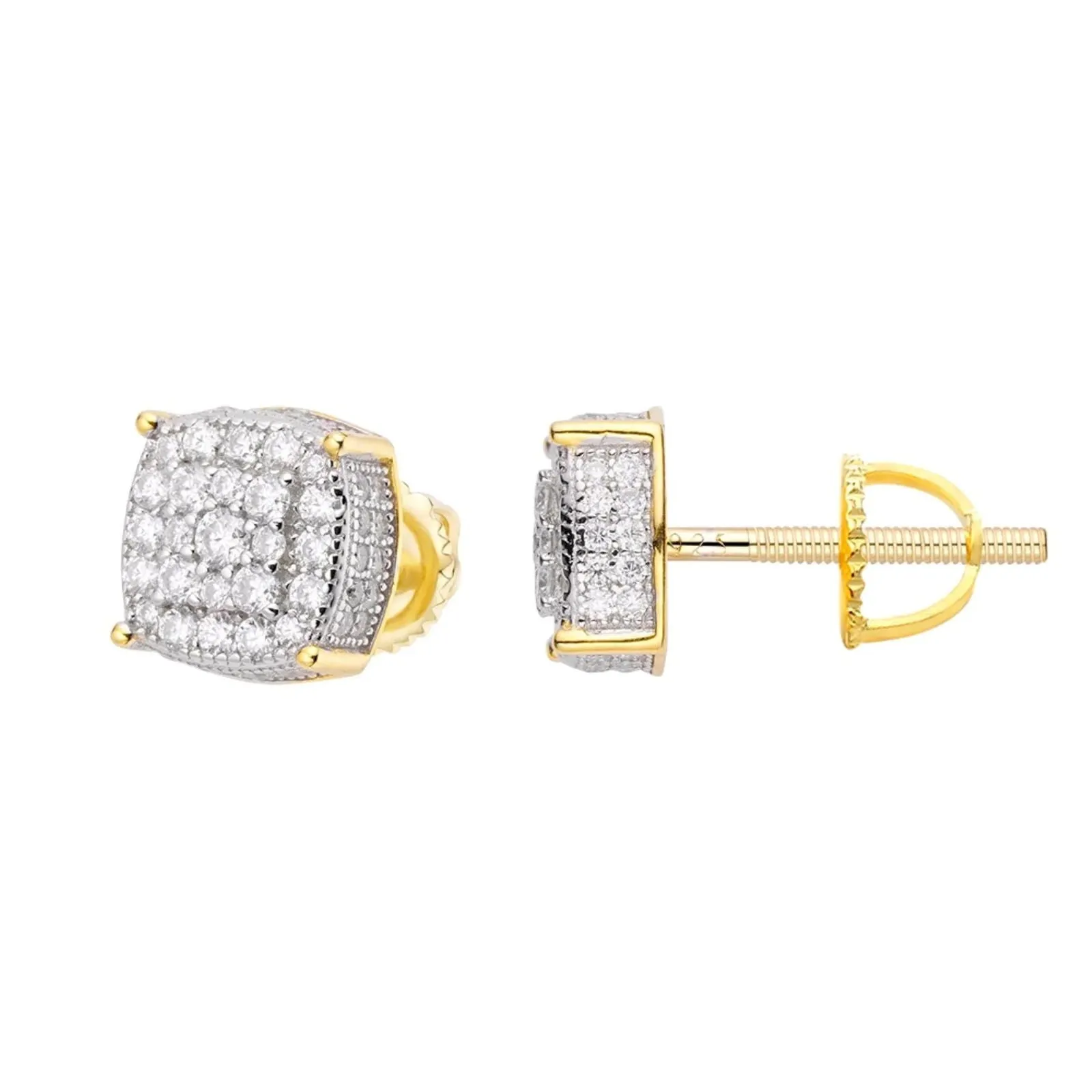 Moissanite Diamond Round Earrings 925 Silver Men Women