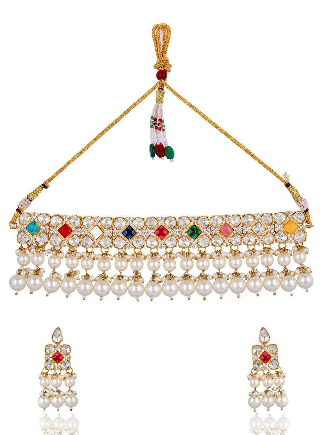 Multi Color Kundan Polki Choker Set