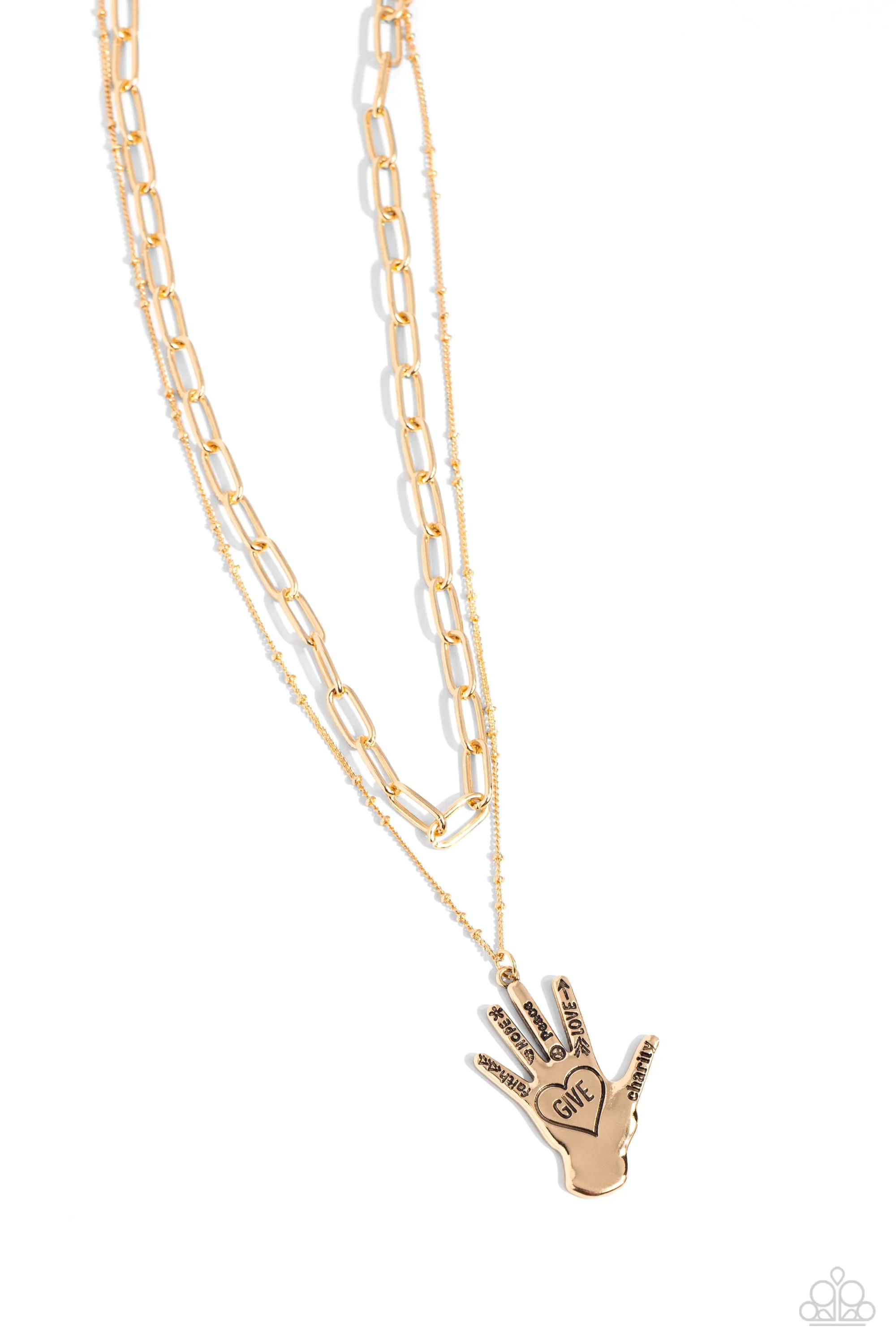 Necklaces Giving a Hand - Gold Inspirational N2320